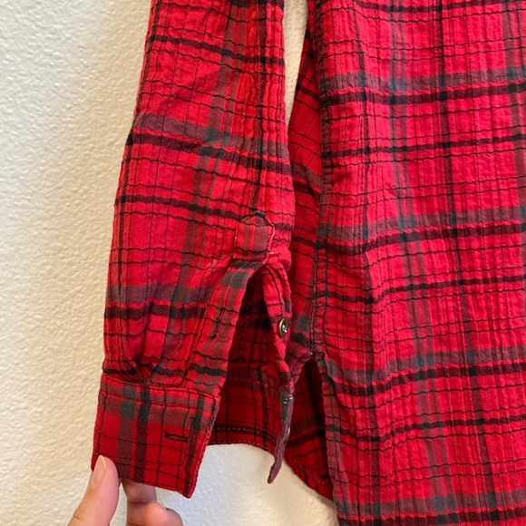 Anthro Holding Horses Red Flannel Shirt Dress - Picture 12 of 13